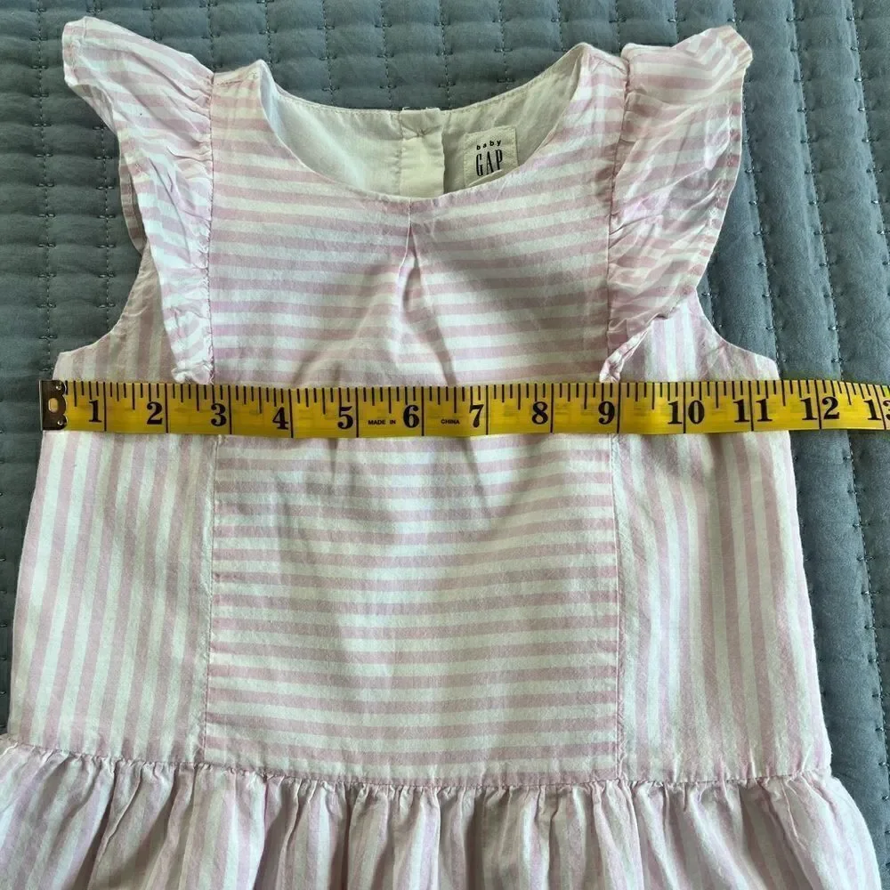 GAP Kids Little Girl Sleeveless Flutter Ticking Stripe Eyelet Trim Dress 3T